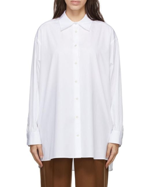 The Row White Luka Curved Hem Shirt