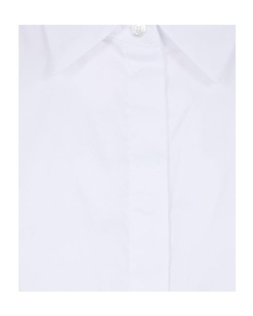 Semicouture White Quanta Sleeveless Box-Pleat Shirt