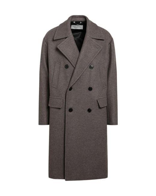 Dries Van Noten Gray Taupe Double-Breasted Coat for men