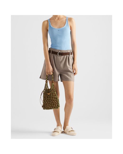 Prada Brown Small Noué Two-Tone Mesh Tote Bag