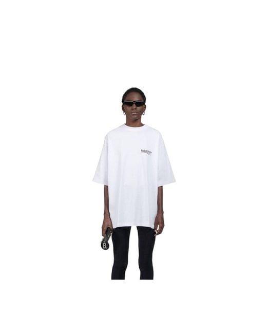 Balenciaga White T-Shirt Political Campaign Large Fit Da Donna