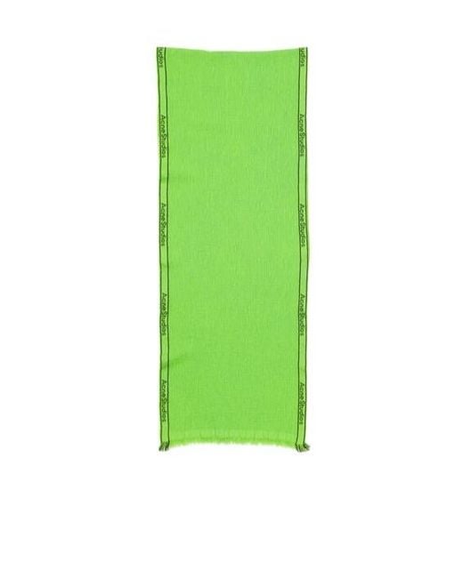 Acne Green Jacquard-Logo Scarf for men