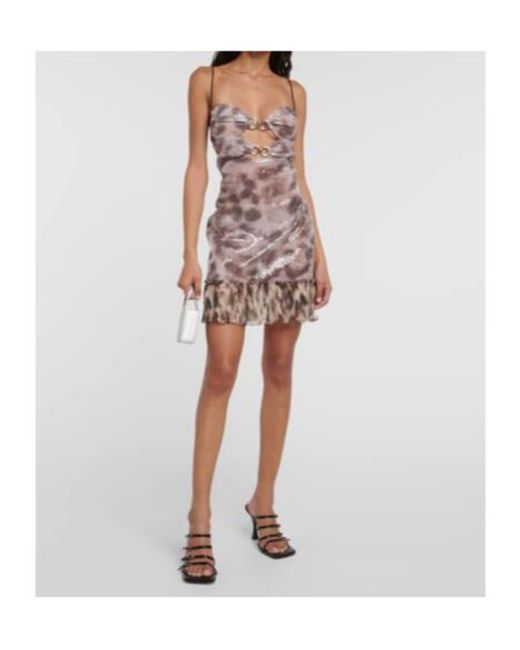 Nensi Dojaka Natural Sequin-Embellished Cutout Minidress