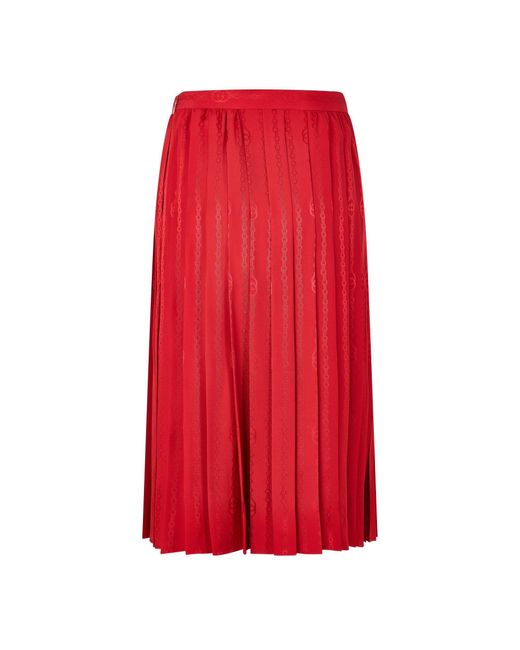 Gucci Red Ull-Length Pleated Midi Skirt