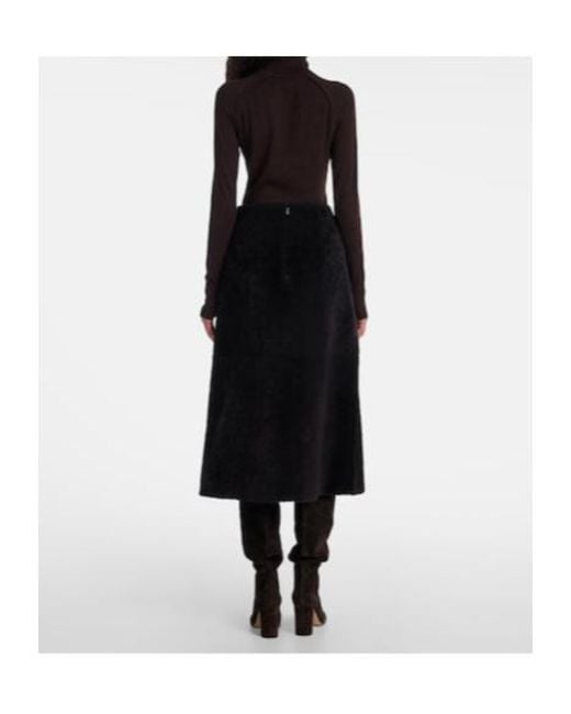 Yves Salomon Black Shearling Maxi Skirt