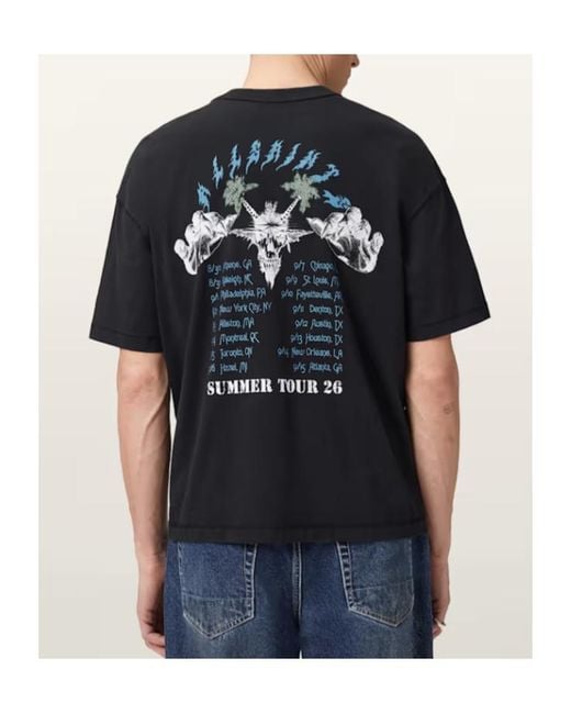 AllSaints Black Palm Ripper Crew-Neck T-Shirt for men