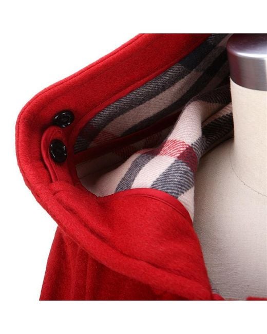 Burberry Red Hooded Long-Sleeved Coat