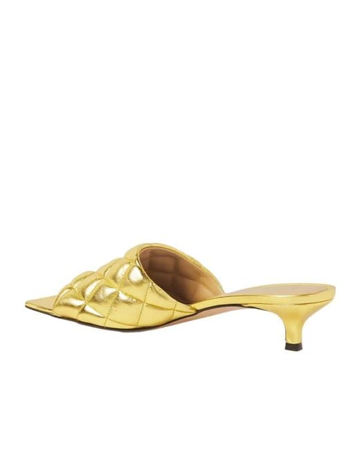 Bottega Veneta Yellow Square-Headed High-Heeled Sandals