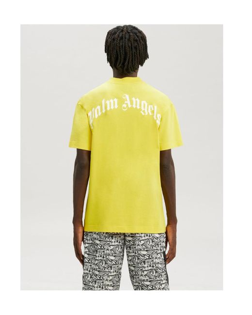 Palm Angels Yellow Broken Palm Print T-Shirt for men