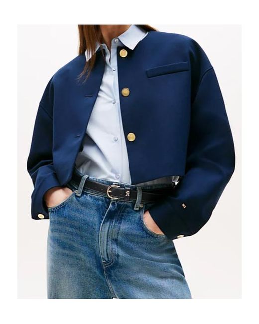 Tommy Hilfiger Blue Cropped Welt-Pocket Jacket