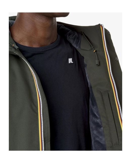 K-Way Green Logo Hooded Casual Jacket for men