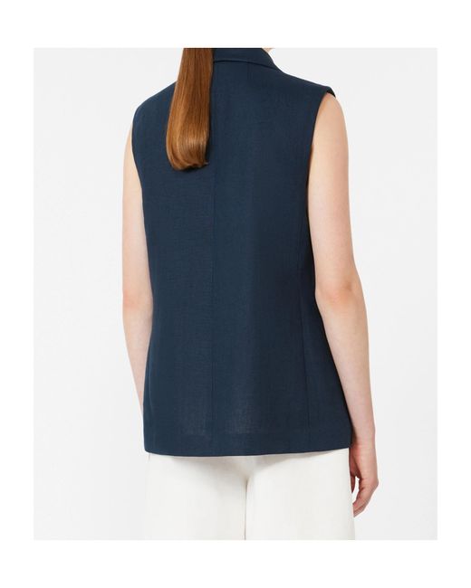 Max Mara Blue 'S Smmbird Double Breasted Sleeveless Blazer