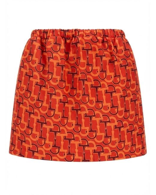 Gucci Red Horsebit Printed Mini Skirt