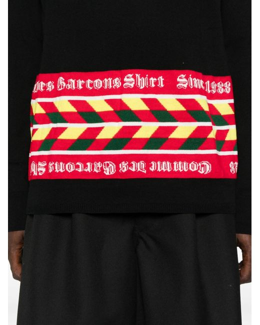 Comme des Garçons Black Geometric-Pattern Crew-Neck Sweater for men