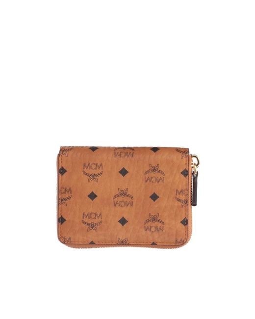 MCM Brown Monogram Print Zip-Around Wallet