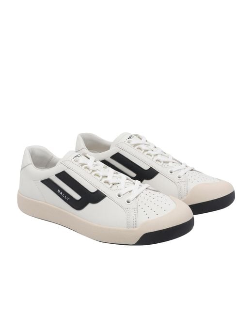 Bally White Lace-Up Low-Top Casual Shoes for men