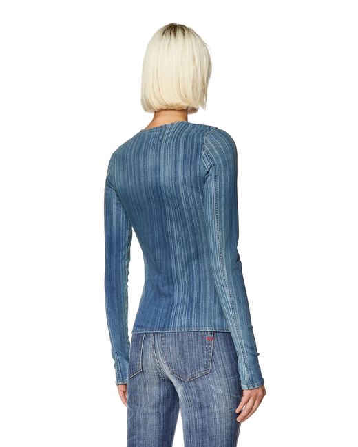 DIESEL Blue De-Bob-Fsd1 Crewneck Long-Sleeved T-Shirt
