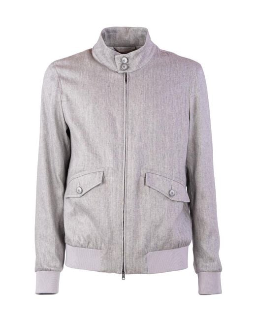 Herno Gray High-Neck Zipped Bomber Jacket for men
