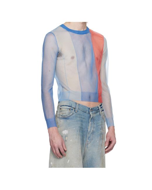charlesjeffreyloverboy Blue Sheer Sweater for men