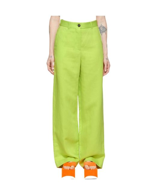 MSGM Green Logo Casual Pants