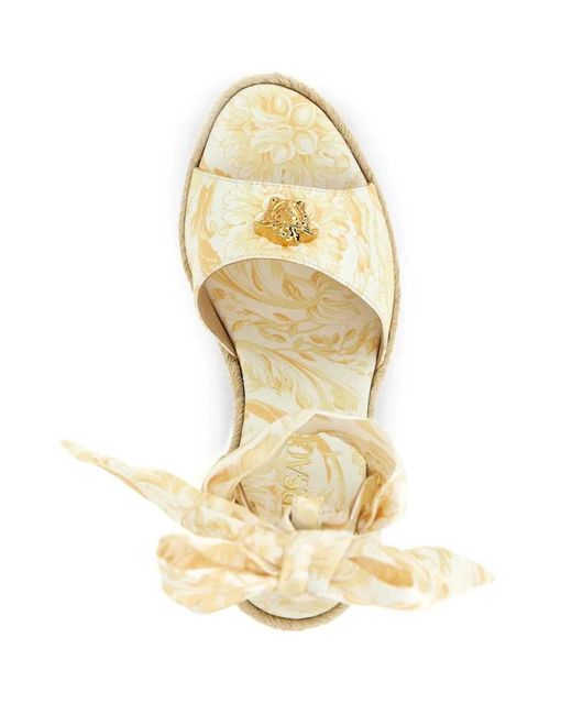 Versace Metallic La Medusa Wedge Sandals