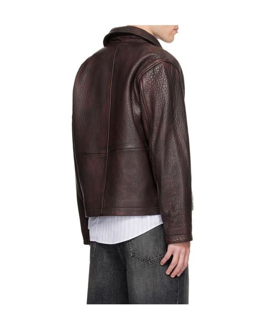 sunflower Brown Lapel Leather Jacket for men
