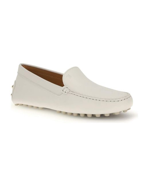 Tod's White Logo Embossed Loafers