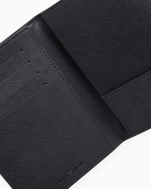 Emporio Armani Black Logo Plaque Bi-Fold Cardholder for men
