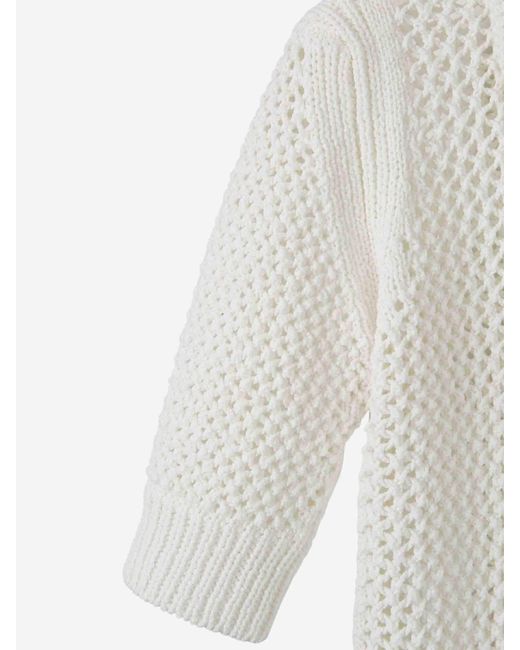 Fabiana Filippi White Short-Sleeved Knitted Polo Shirt