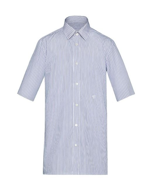 Maison Margiela Blue Striped Buttoned Shirt for men