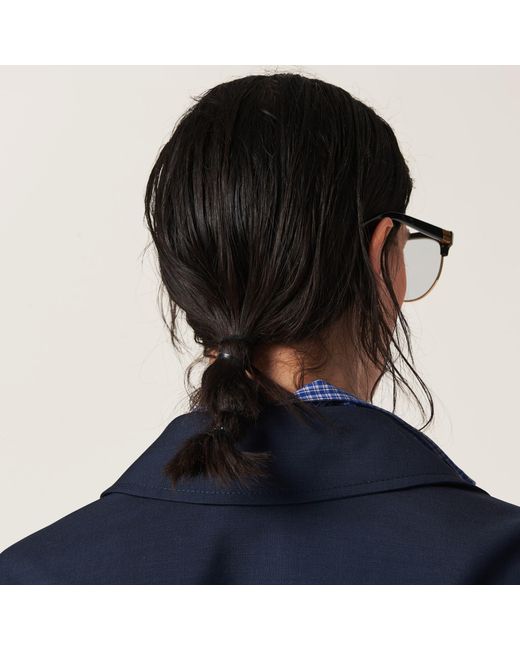 Miu Miu Blue Logo-Detailed Zipped Jacket
