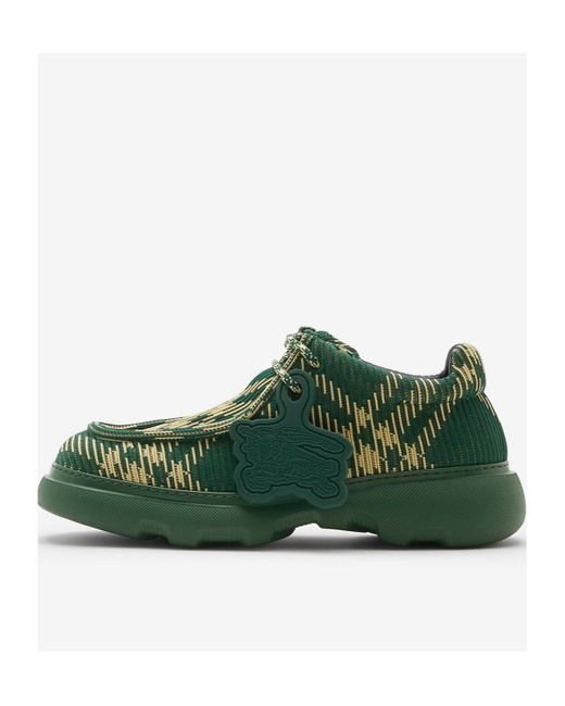Burberry Green Ekd Check-Print Derby Shoes for men