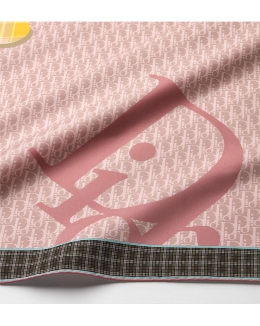 Dior Pink Infini Tartan90 Square Scarf