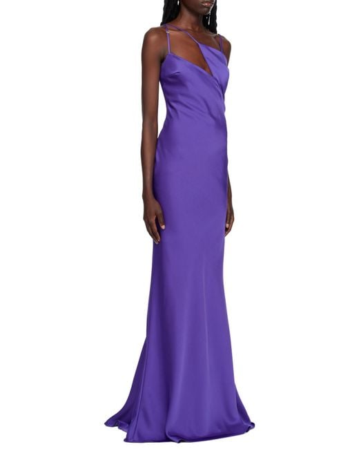 The Attico Purple The Melva Asymmetrical Maxi Dress