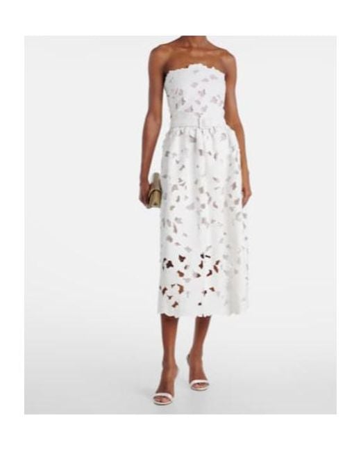 Oscar de la Renta White Lace Bustier Dress