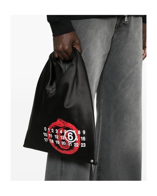 MM6 by Maison Margiela Black Small Year Of The Snake Japanese Tote Bag for men