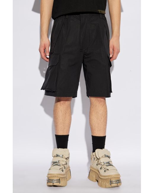 DSquared² Black Logo Printed Cargo Shorts for men