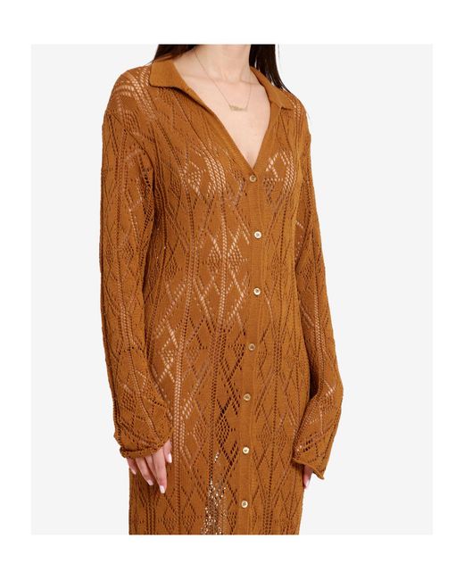 Semicouture Brown Button Long-Sleeved Dress
