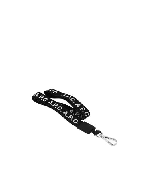 A.P.C. White A.P.C Jacquard Logo Neck Strap Keyring for men