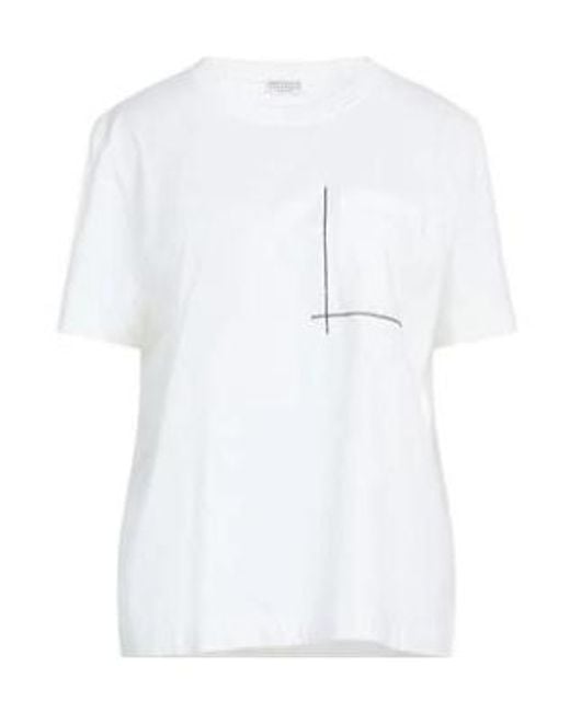 Brunello Cucinelli White Solid Color Short-Sleeved T-Shirt