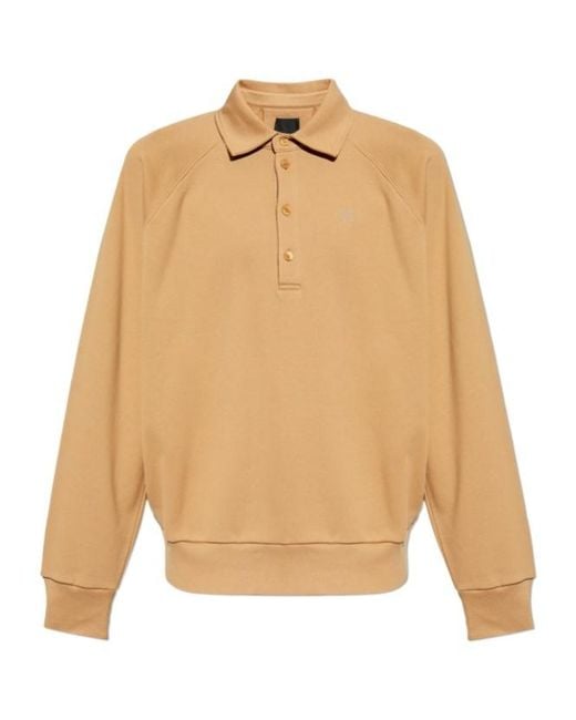 Givenchy Natural Logo Embroidered Long-Sleeve Polo Shirt for men