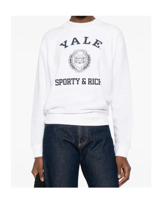 Sporty & Rich White Logo-Print Sweatshirt
