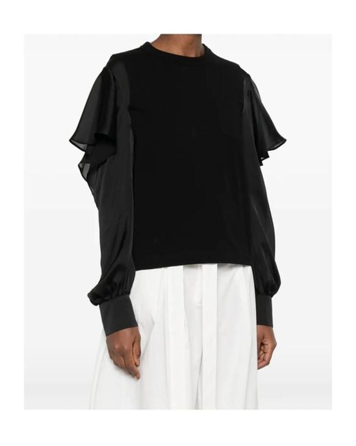 Sacai Black Cotton T-Shirt
