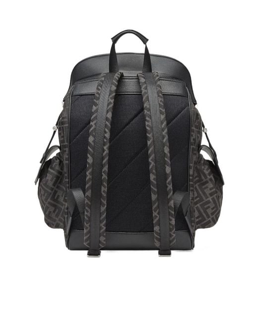 Fendi Black Ff Jacquard Drive Backpack for men