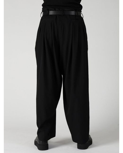 Yohji Yamamoto Black Wool Gabardine 12Tucks Pants for men