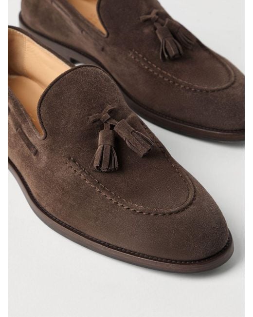Brunello Cucinelli Brown Slip-On Almond-Toe Tassel Loafers for men