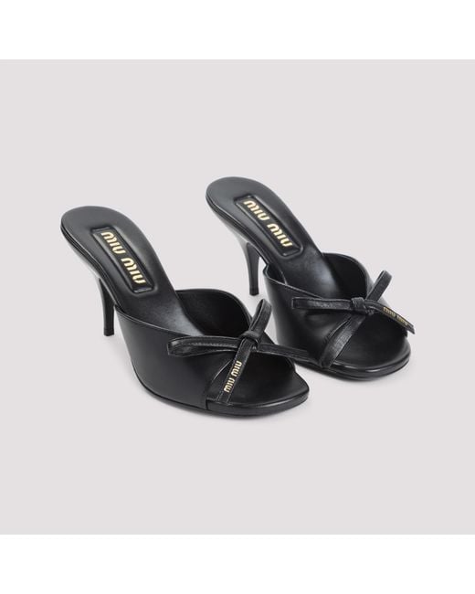 Miu Miu Black 70Mm Leather Heeled Sandals