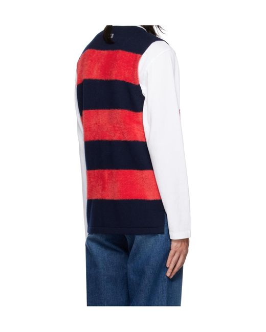 Eytys Red Knitted Striped Polo Shirt for men