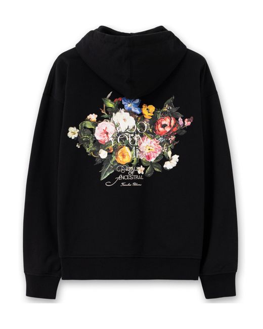 Wooyoungmi Black Floral Motif Hoodie for men