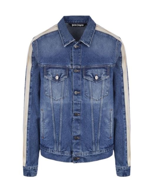 Palm Angels Blue Long Sleeved Track Jacket for men